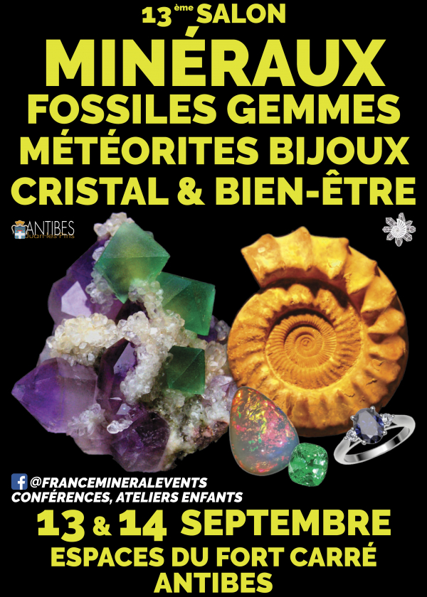 13.ª edición del Salón MinéralEvent en Antibes: Minerales, fósiles, gemas, joyas, cristales y bienestar