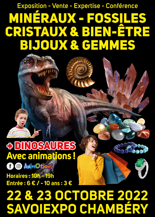 Minerales Fósiles Cristales y Bienestar Feria de Joyas y Gemas y Exposición de Dinosaurios