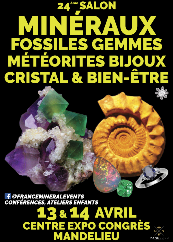 24° Evento Mineral Show Mandelieu - Minerales, Fósiles, Gemas, Joyas, Cristales y Bienestar
