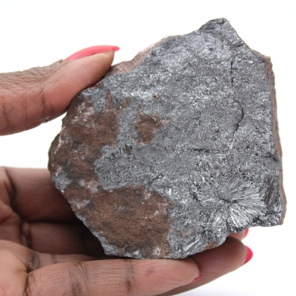 Pirolusita cristalizada en matriz, mineral procedente de Marruecos