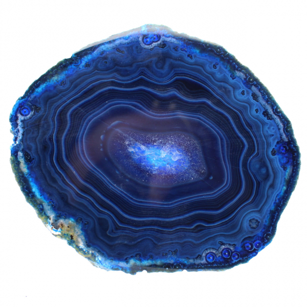 Rebanadas de ágata azul pulidas para amantes de las piedras preciosas