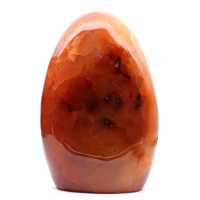 Cornalina XXL pulida de Madagascar - Piedra decorativa auténtica de color rojo anaranjado (adorno)
