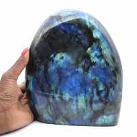 Labradorita pulida, piedra natural coleccionable, gran formato, Madagascar