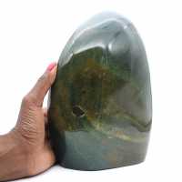 Ejemplar de jaspe verde pulido, piedra decorativa grande, Madagascar