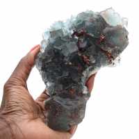 Ejemplar de fluorita en bruto: Piedra verde de Marruecos sobre roca