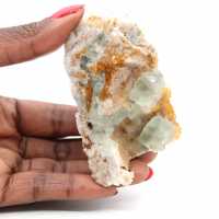 Fluorita natural: cristales verdes sobre matriz, Marruecos Fluorita natural: cristales verdes sobre matriz, Marruecos