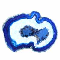 Rodajas de ágata azul pulidas para decoración científica.