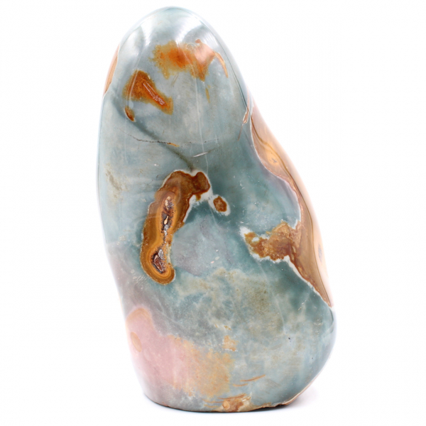 Piedra de jaspe impresa, bloque pulido gris azulado y naranja