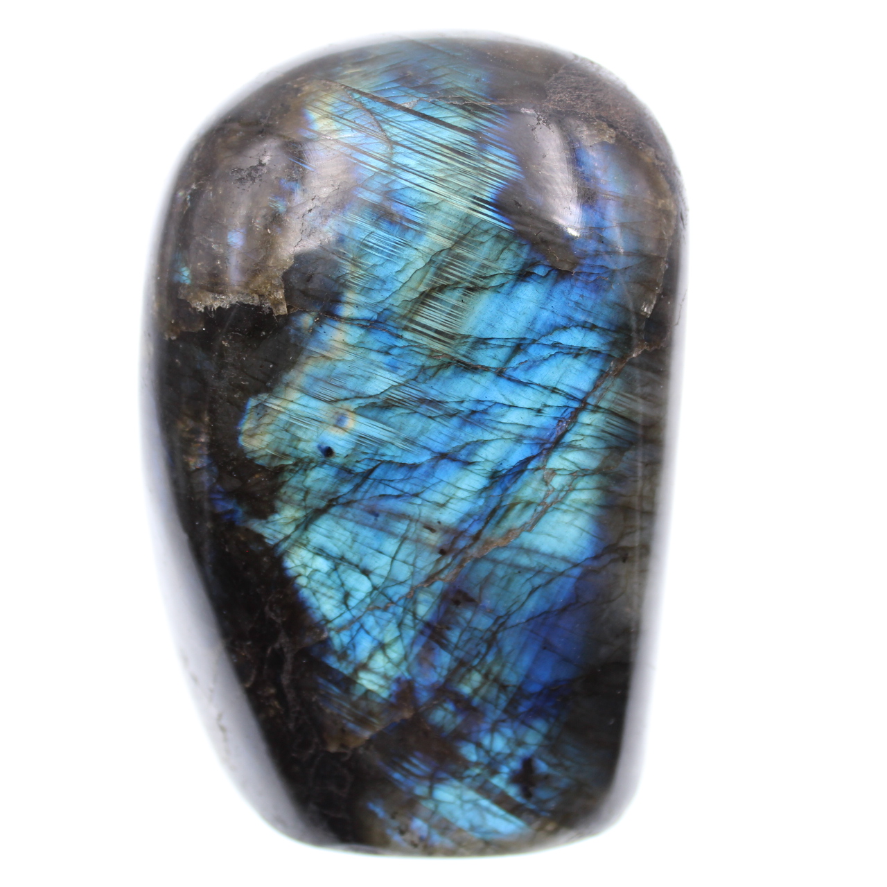 Piedra ornamental de labradorita con reflejos azules