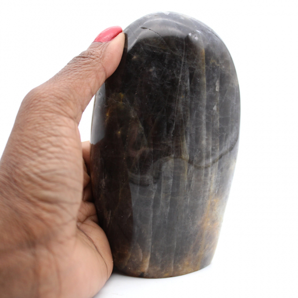 piedra de luna microline negra pulida de Madagascar