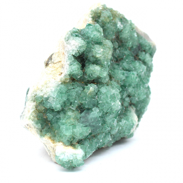 Cristales de fluorita verde crudo en ganga