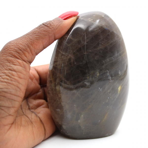 Piedra lunar negra pulida de forma libre