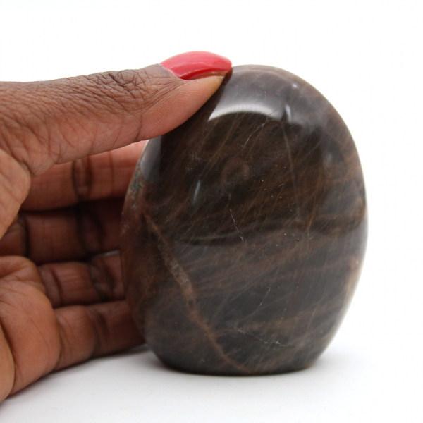 Piedra lunar negra pulida de forma libre
