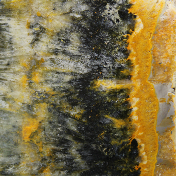 Ejemplar compacto pulido de jaspe abejorro