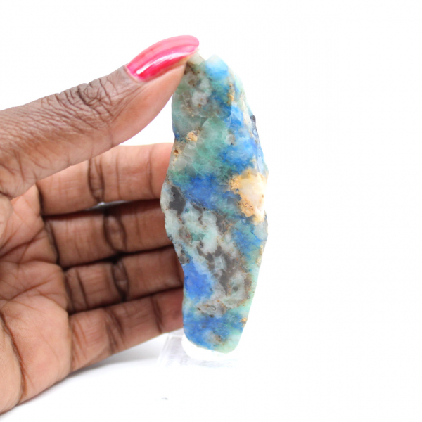 Rebanada pulida de azurita malaquita mineral bruto de calidad