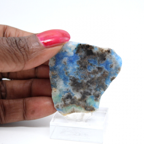 Rebanada pulida de azurita malaquita mineral bruto de calidad