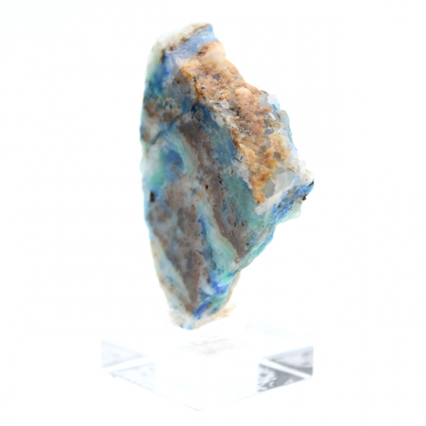 Rebanada pulida de azurita malaquita mineral bruto de calidad