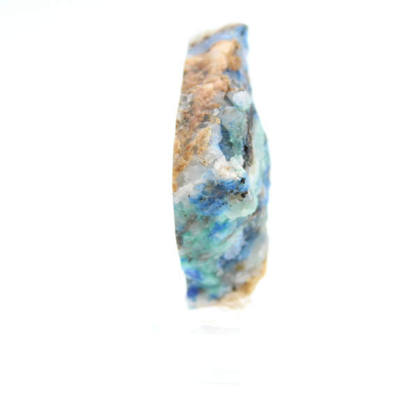 Rebanada pulida de azurita malaquita mineral bruto de calidad