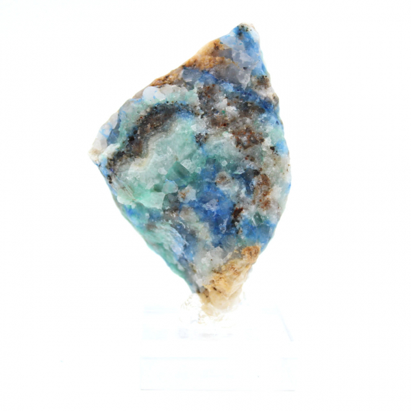 Rebanada pulida de azurita malaquita mineral bruto de calidad