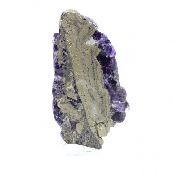 Rebanada de piedra de fluorita pirita pulida