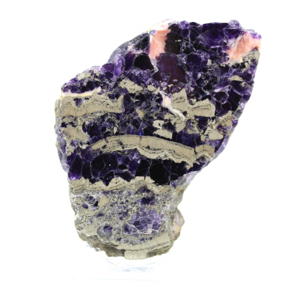 Rebanada de piedra de fluorita pirita pulida