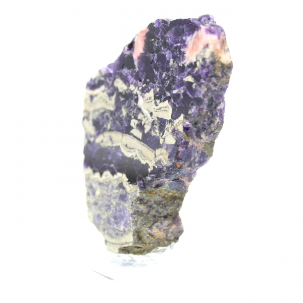 Rebanada de piedra de fluorita pirita pulida