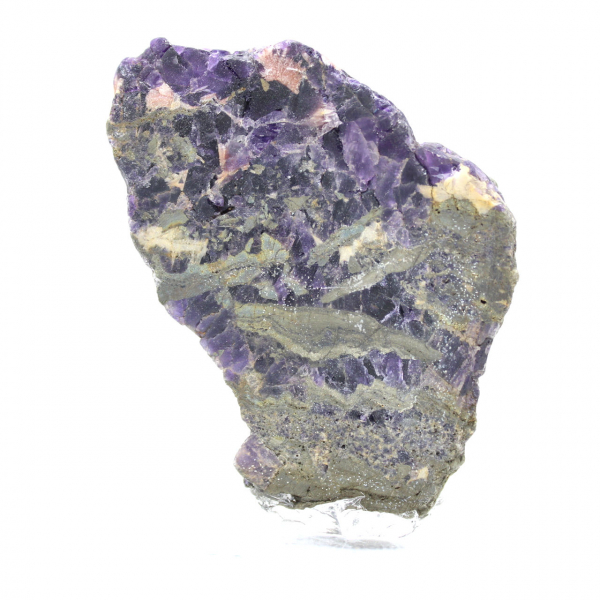 Rebanada de piedra de fluorita pirita pulida