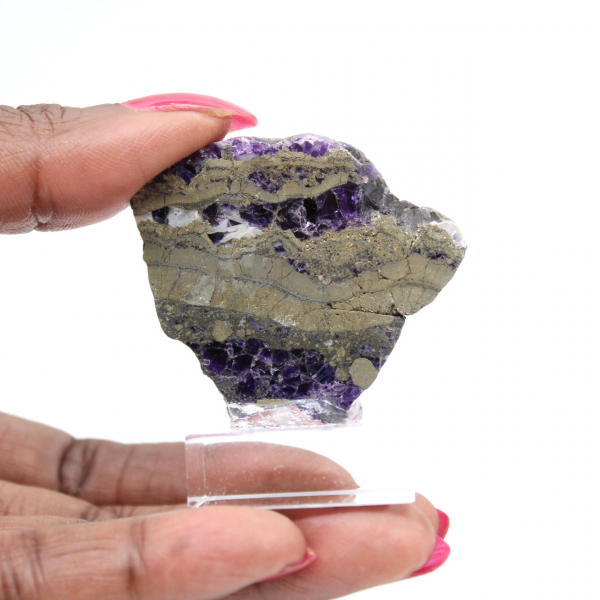 Rebanada de fluorita y pirita para colección mineral
