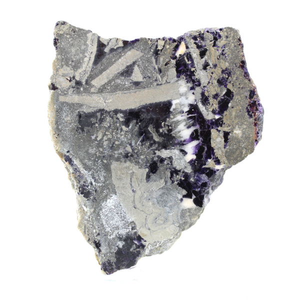 Rebanada de piedra de fluorita pirita pulida