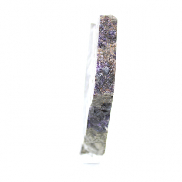 Rebanada de piedra de fluorita pirita pulida