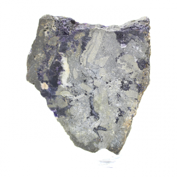 Rebanada de piedra de fluorita pirita pulida