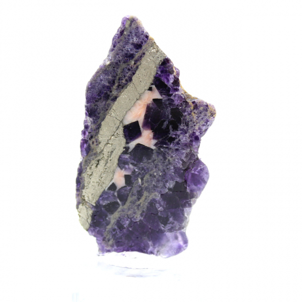 Rebanada de piedra de fluorita pirita pulida