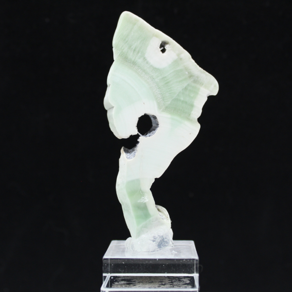 Rebanada auténtica y pulida de piedra de aragonita verde