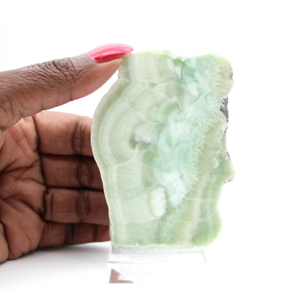 Rebanada de piedra de aragonita verde natural Rebanada de piedra de aragonita verde natural