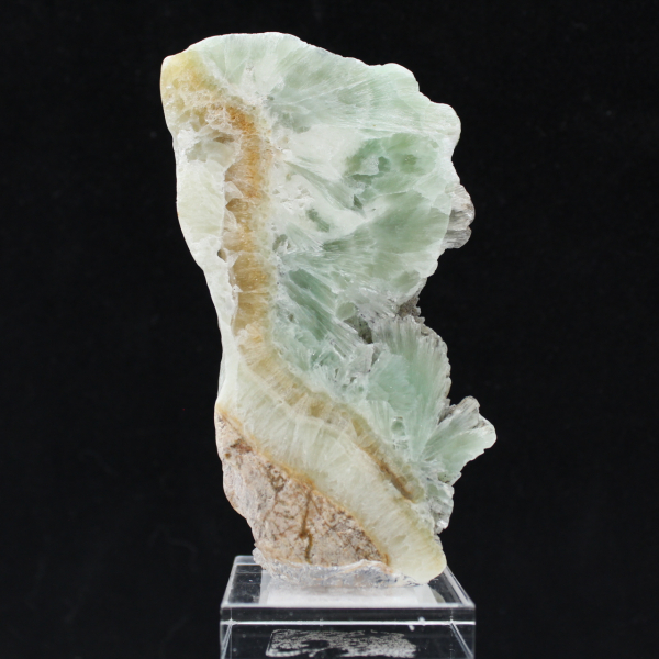 Rebanada de aragonita verde para colección de minerales