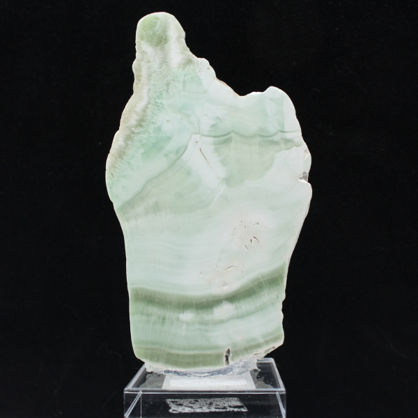 Rebanada auténtica y pulida de piedra de aragonita verde