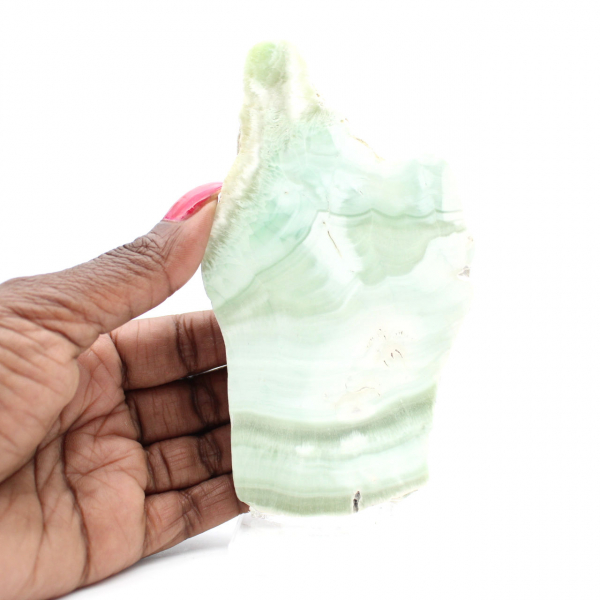 Rebanada auténtica y pulida de piedra de aragonita verde Rebanada auténtica y pulida de piedra de aragonita verde