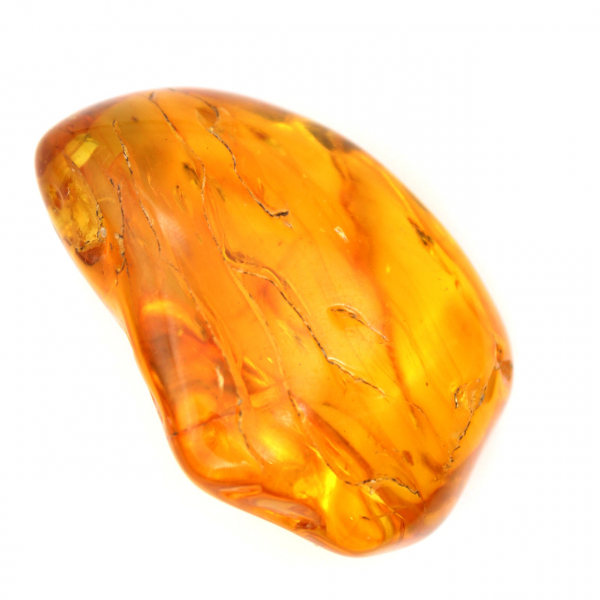 Guijarro de ámbar amarillo pulido: piedra fósil para decoración