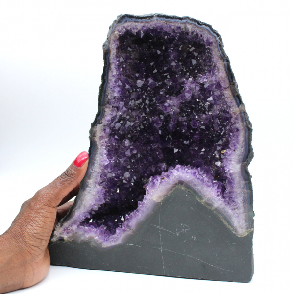 Geoda de amatista de Brasil única de alta calidad con base estable