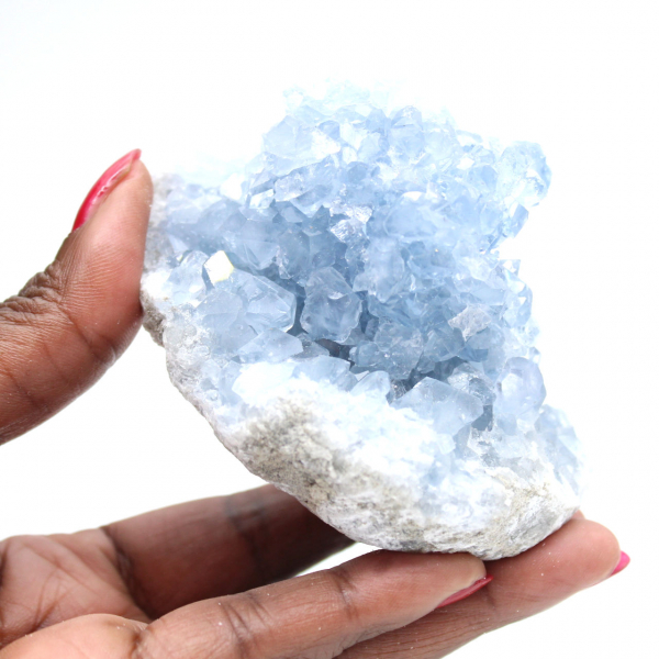 Auténtica geoda de celestita azul de Madagascar