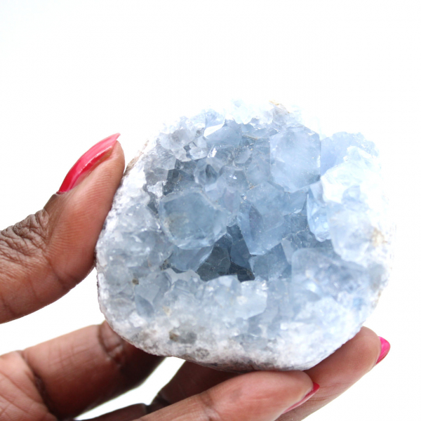 Geoda única de celestita azul de Madagascar