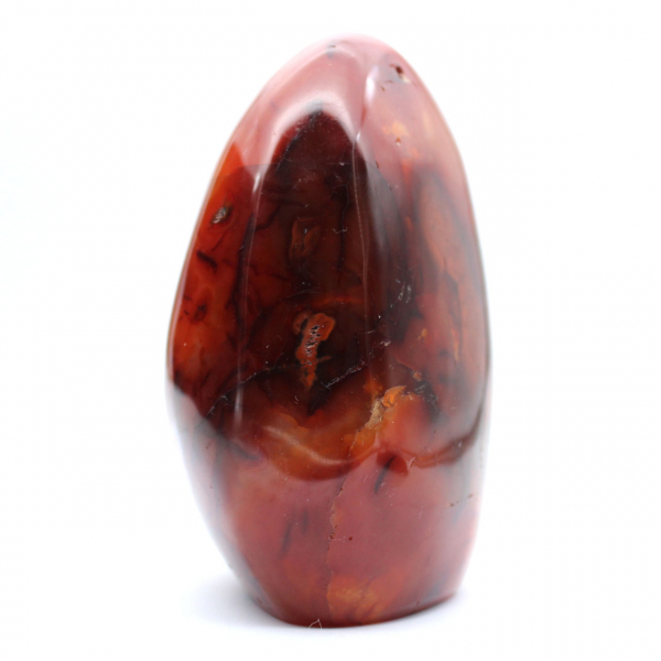 Adorno de cornalina pulida de color naranja rojizo de Madagascar: auténtico ejemplar de colección.