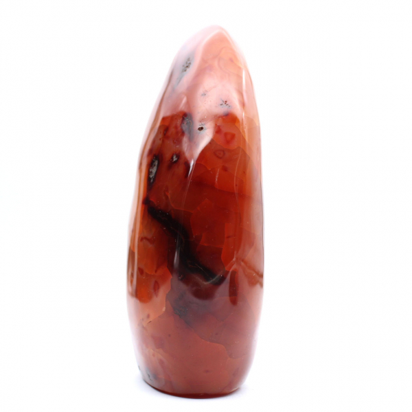 Cornalina XXL pulida de Madagascar - Piedra decorativa auténtica de color rojo anaranjado (adorno)