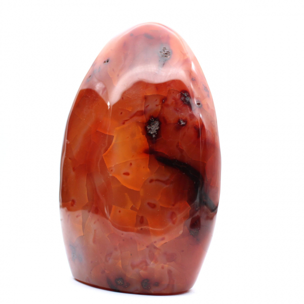Cornalina XXL pulida de Madagascar - Piedra decorativa auténtica de color rojo anaranjado (adorno)