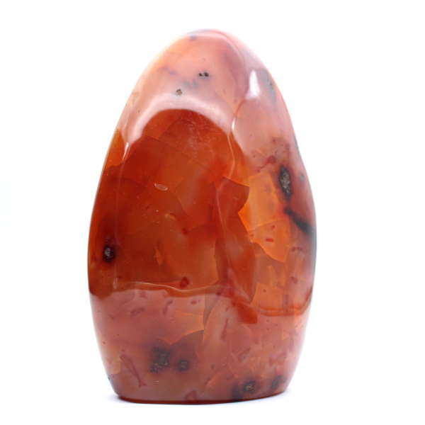 Cornalina XXL pulida de Madagascar - Piedra decorativa auténtica de color rojo anaranjado (adorno)
