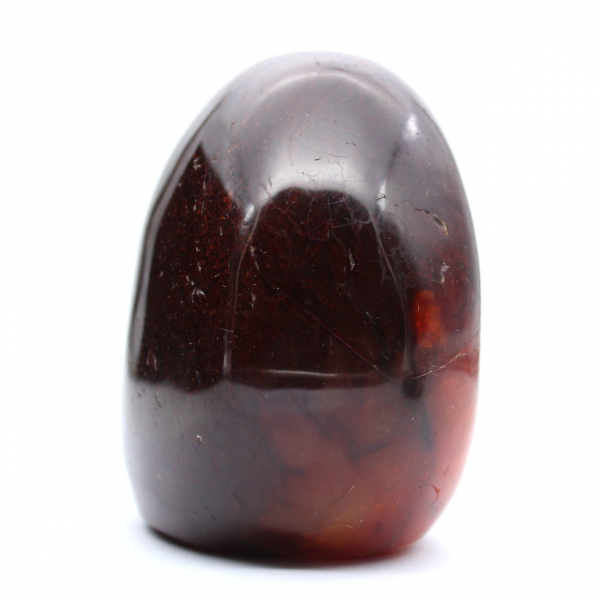 Adorno de cornalina pulida de Madagascar: piedra natural coleccionable de color rojo anaranjado intenso