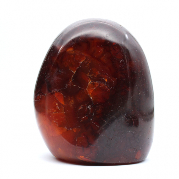 Adorno de cornalina pulida de Madagascar: piedra natural coleccionable de color rojo anaranjado intenso