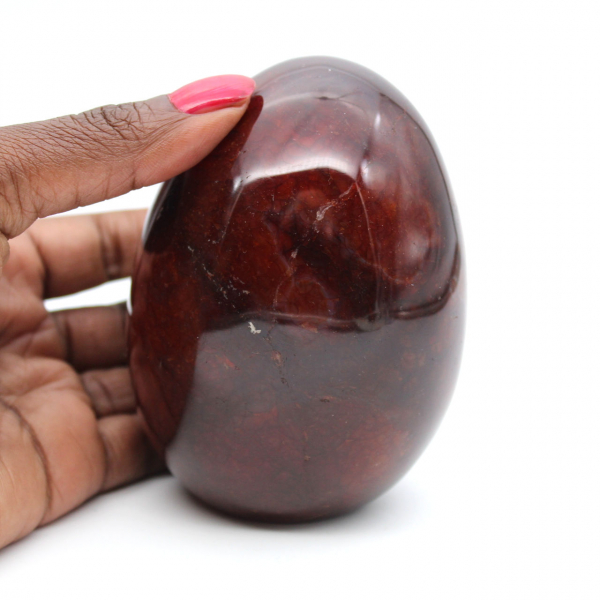 Cornalina pulida de Madagascar - Ejemplar de piedra natural rojo anaranjado (adorno)