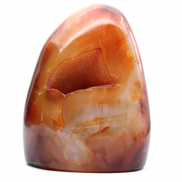 Adorno decorativo de cornalina pulida: auténtica piedra de Madagascar para interiores.