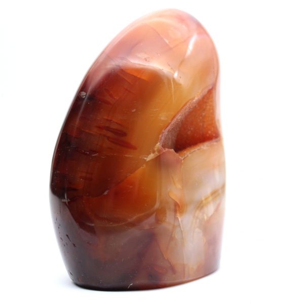 Adorno decorativo de cornalina pulida: auténtica piedra de Madagascar para interiores.